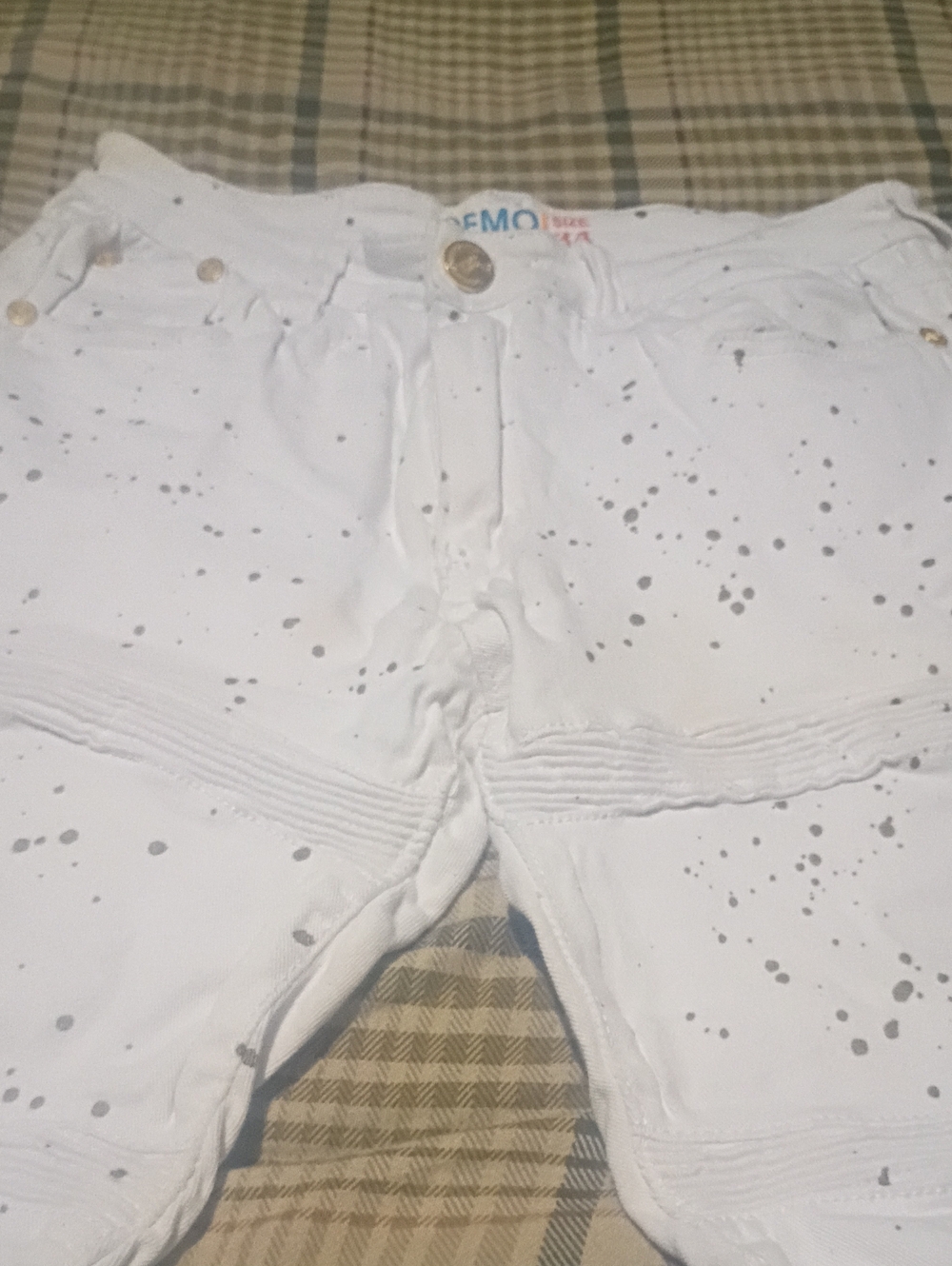 Kids White Splatter-Print Bottoms